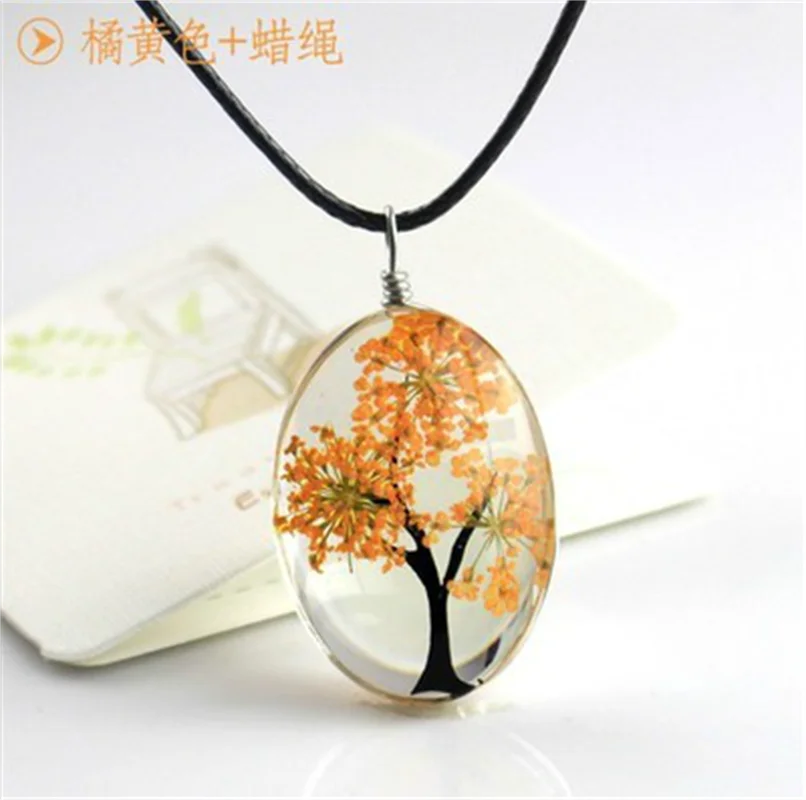 Dry Flower Pendant Necklaces Transparent Glass Life Tree Necklace Jewelry For Women Lucky Accessories 2026 Fashion Handmade Gift