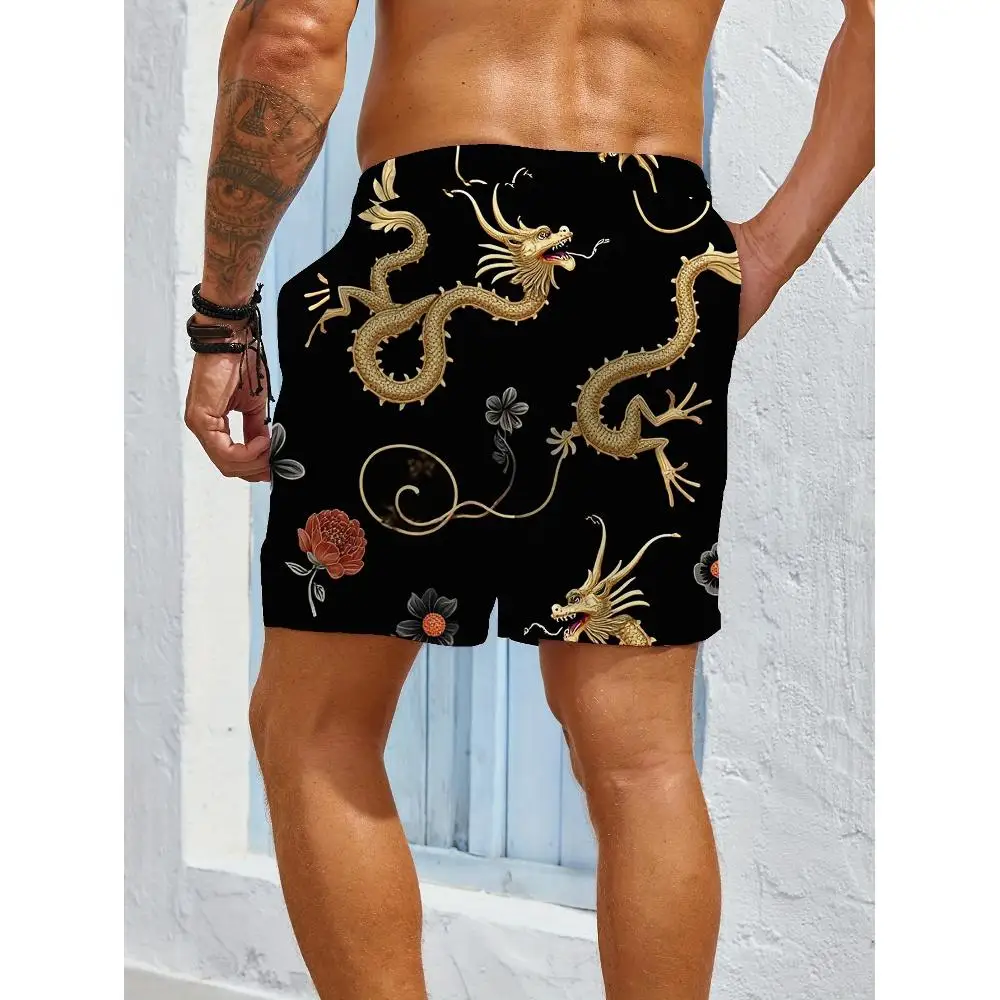 1pcs Men's Short swim trunks2026 Summer 3D Printed Short sleeve Polyester Quick drying men's work pants running Breathable