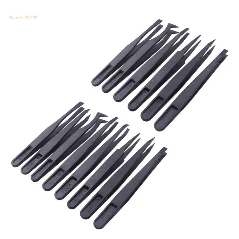 1 Set Plastic Anti-static Tweezers for Semiconductor/Computer/Beauty Industries DIY Repair Tool Corrosion Resistance Dropship