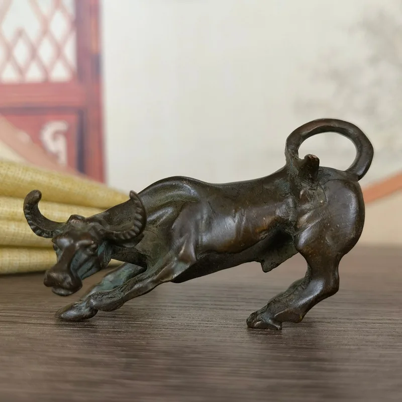 

Antique Ox Figurine Zodiac Ox Water Ox Retro Home Desktop Decoration Metal Craft Ornament