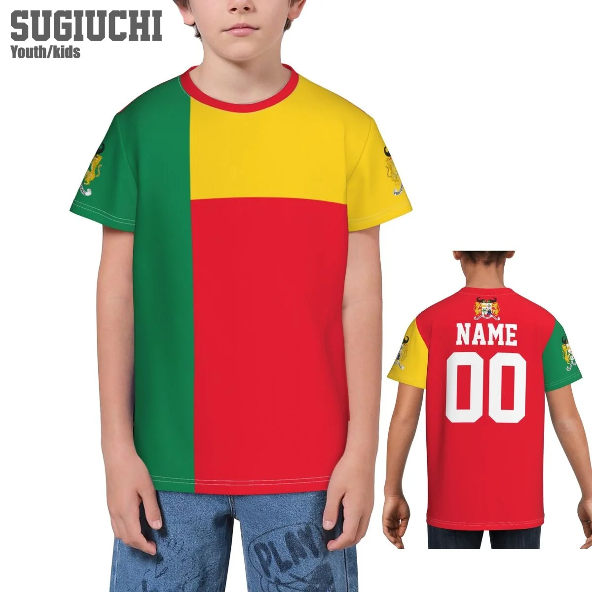 Custom Name Number Benin Flag Emblem 3D T-shirts For Kids Youth Boy/Girl Tees jersey Soccer Football Fans Gift T shirt