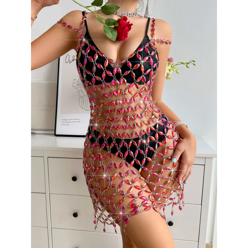 Woman totally hand-made Body Jewelry Chest Chain Sexy Bikini Bra Chain Skirt chain Nightclub birthday Party Dance Body Ornaments