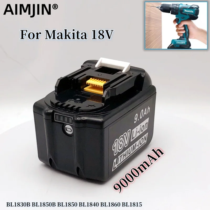 

Аккумулятор Li-ion 18В 9000мАч, перезаряжаемый, высокой емкости, долговечный, с быстрой зарядкой, прочный, для электроинструментов Makita