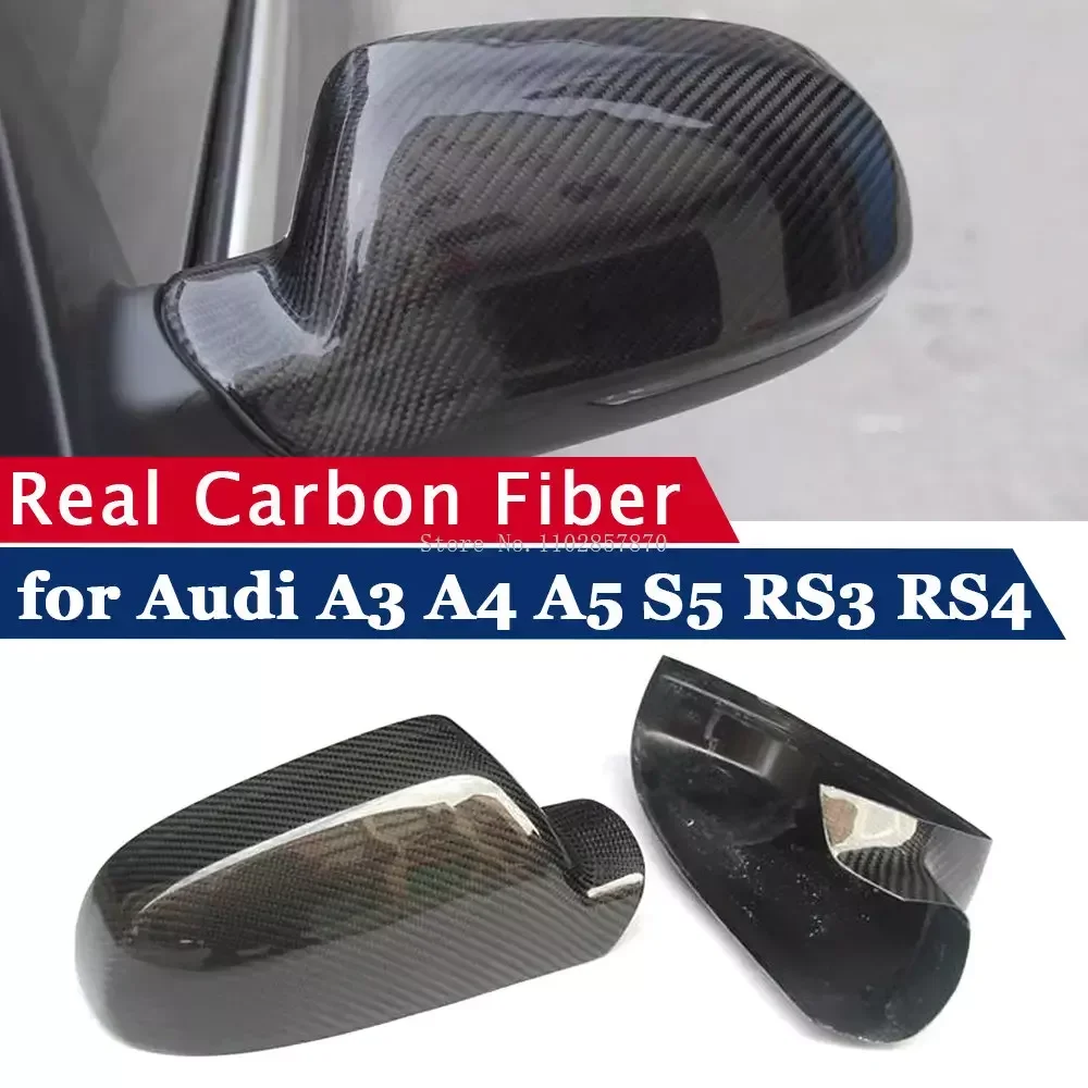 Rearview Mirror Cover for Audi A4 A5 RS4 RS5 S5 B8 A3 RS3 8P Real Carbon Fiber Side Mirror Shells Frame Replacement Case 2PCS