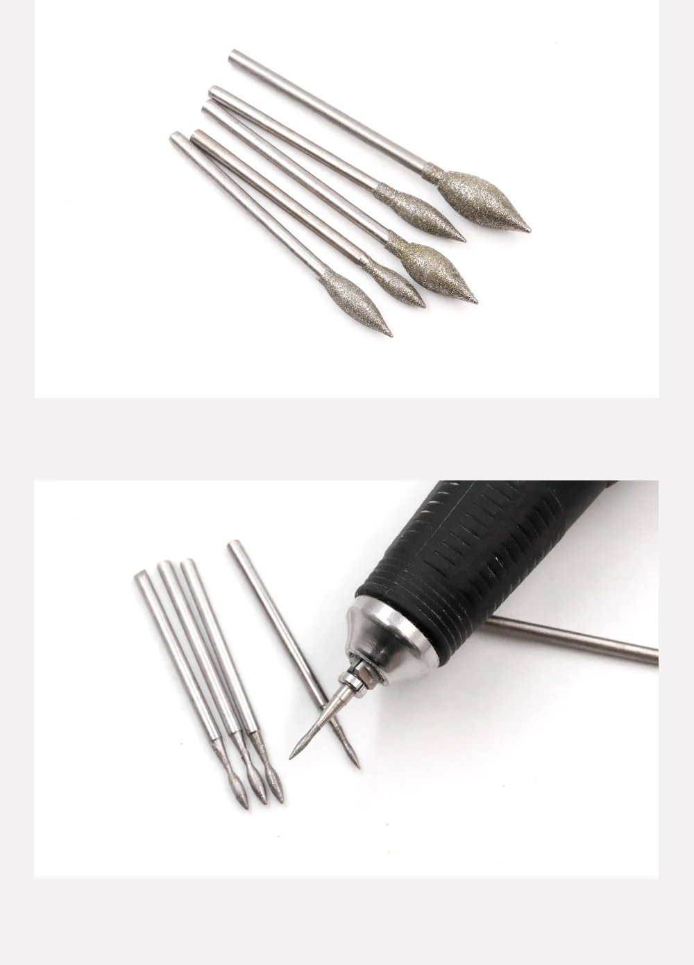 50/100 stücke J typ schaft 2,35mm Diamant Schleifen Grat Zähne Schleifen Bits Schleifen Punkt Jade stein Peeling Polieren Bits – Detail 6