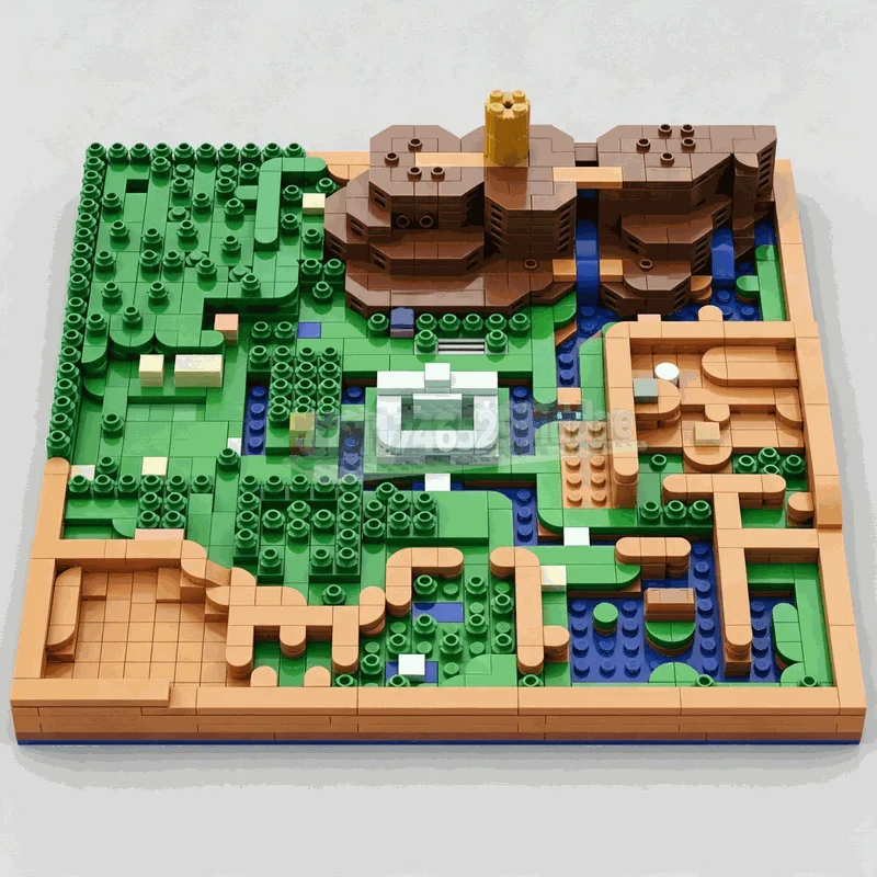 1113PCS Fantasy Adventure Overworld Map Building Blocks Model Forest Mountain River Landscape DIY Assembly Creative Display Gift