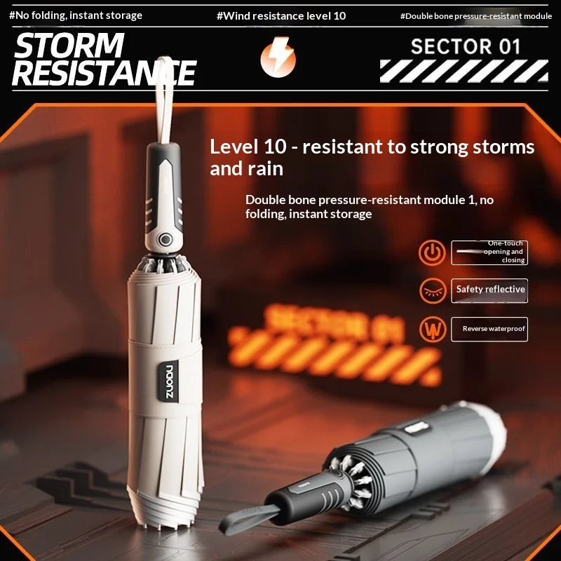 

Fully automatic reverse umbrella - large size, thickened, reinforced, windproof and rainstorm - proof folding umbrella