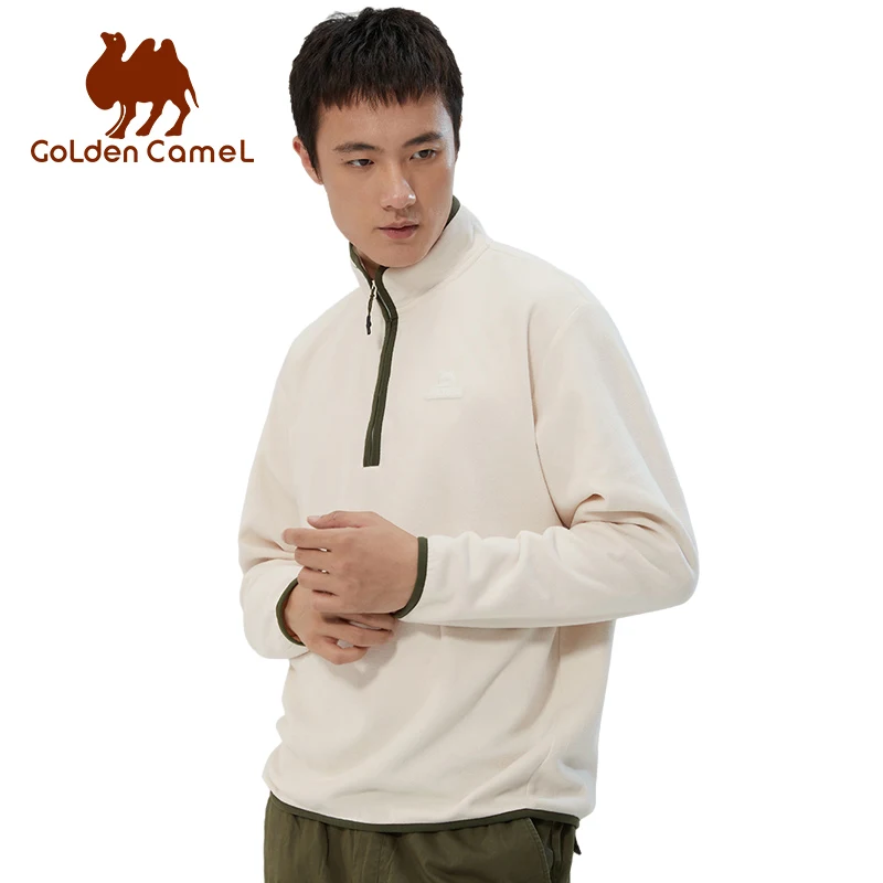 GOLDEN CAMEL Men\'s Outdoor Fleece Jacket 2023 Autumn Comfortable Stand-up Collar Top Warm Long-sleeved Shirts for Women Sweater