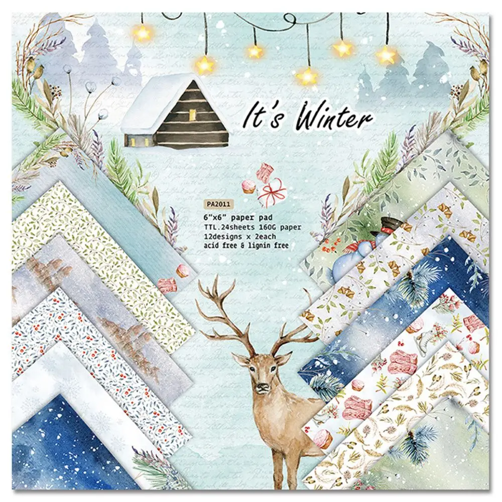 Sheets Creative Craft Making DIY Origami Art It's Winter Winter Flower Background Paper Pads Scrapbooking Supplies Snowman Deer