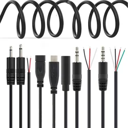 Maschio a Femmina 2-pin 4-pin Linea Micro USB 2.0 Tipo-C Filo del Caricatore 2.5mm 3.5mm Mono Connettore di Alimentazione di Alimentazione Cavo di Estensione