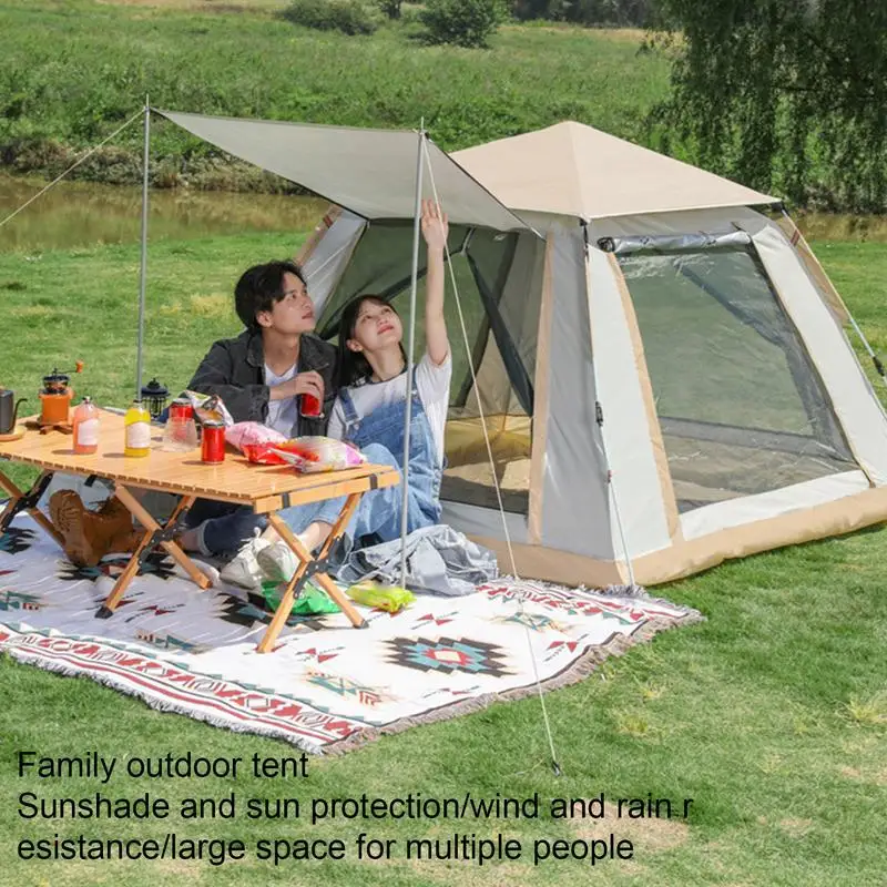 Automatic Instant Beach Tent 4-6 People Outdoor Breathable Sun Shelter With Carry Bag Waterproof Camping Tent For Quick Opening