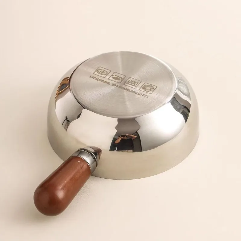 Stainless steel instant noodle pot, small pot for one person, high-looking mahogany small cooking pot, milk pot
