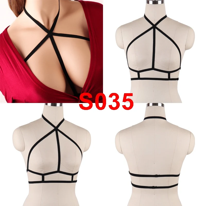 BONDAGE STRAPPY Body Harness Lingerie Belt Crop Top Cage Bra Black Sexy Elastic Adjust Bra Dance Rave Wear for Women Harness