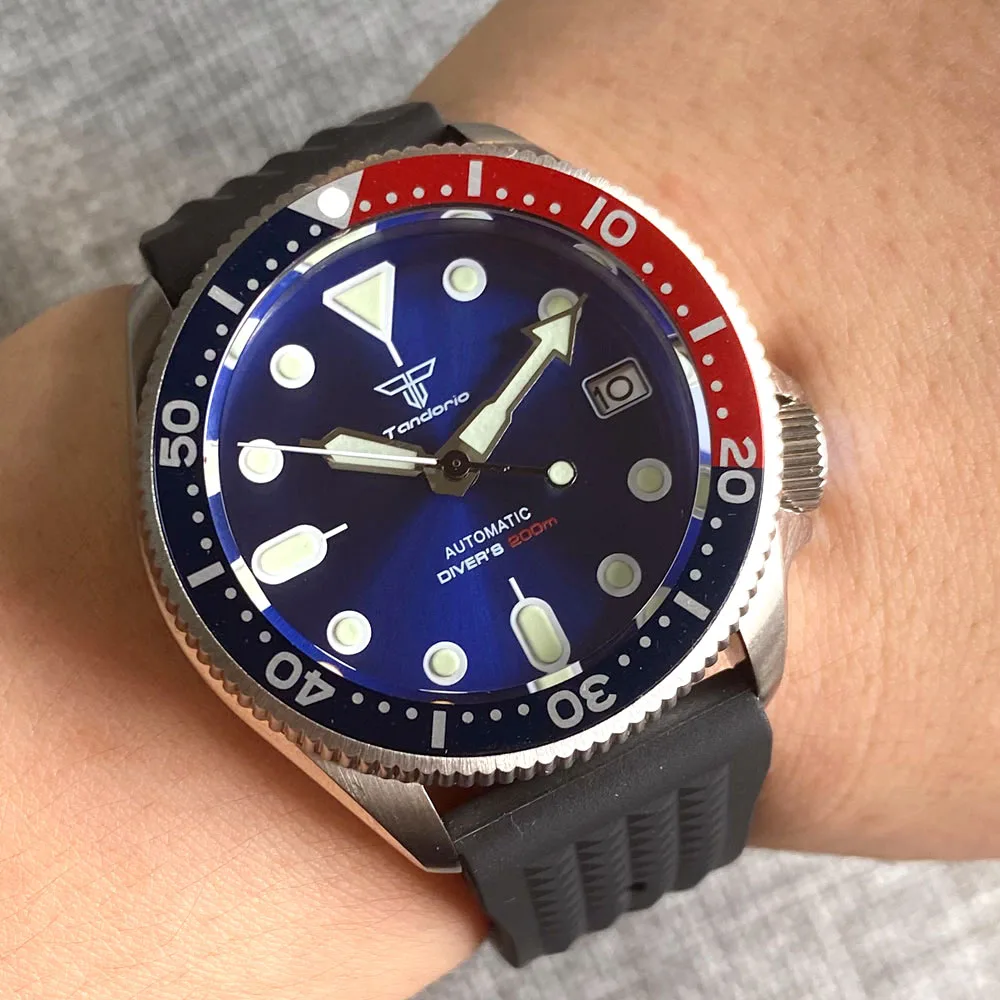 37mm Tandorio Automatic Diver Watch 200m Sapphire Glass