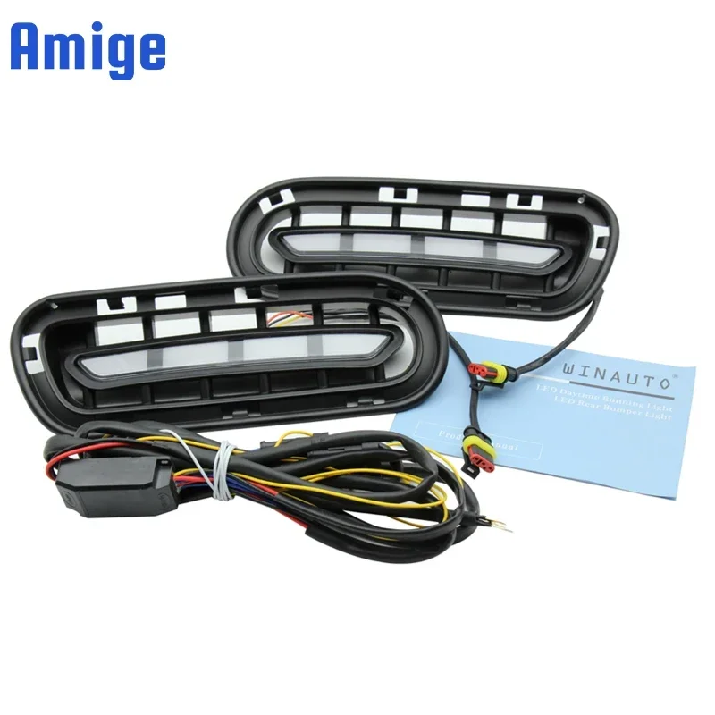 

Car LED DRL 12V Daylights For Kia Stinger 2018 2019 2020 Yellow Turn Signal Daytime Running Headlamps Auto Driving Lamp Foglamps