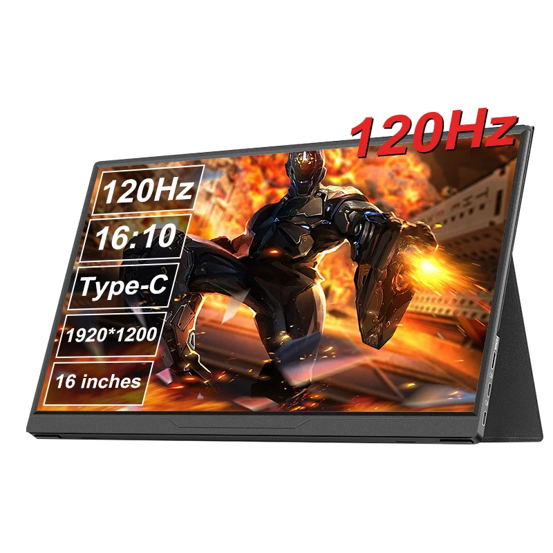 LANLIPU16inch  Portable Monitor 100%sRGB 120Hz Gaming Laptop Display with Type C  For PC Steam/Deck/Switch/PC/Mac/ Xbox PS4/5