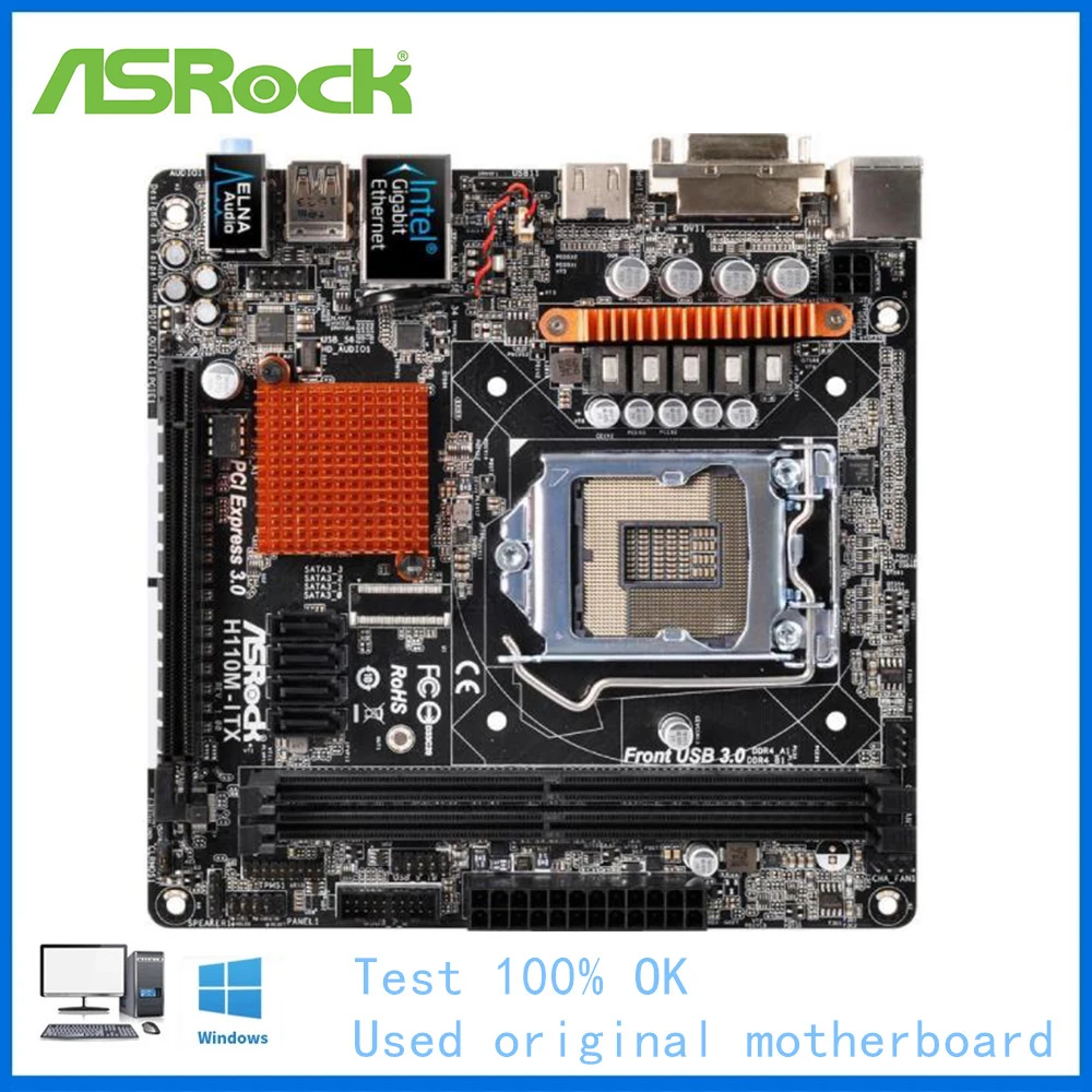 

MINI-ITX ITX HTPC For ASRock H110M-ITX Computer Motherboard LGA 1151 DDR4 H110 Desktop Mainboard Used