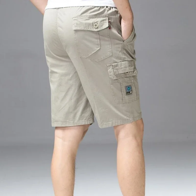 Sólido com bolsos masculino calças curtas baggy draw string cintura elástica larga solta shorts de carga masculino roupas luxo streetwear y2k