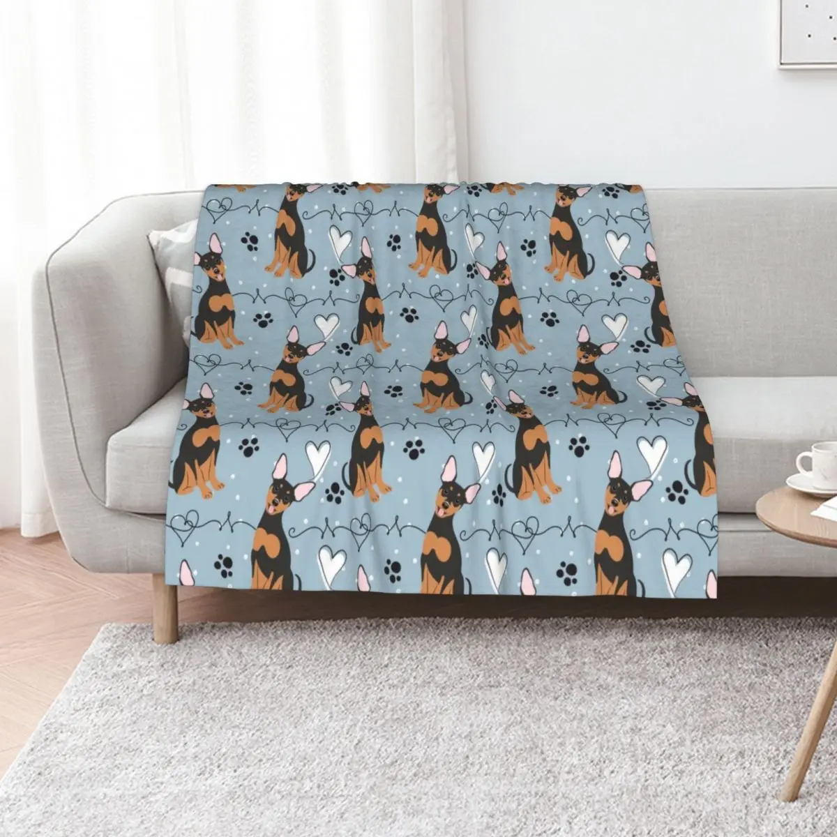 LOVE Black Tan Miniature Pinscher Dog Throw Blanket Blankets For Sofas warm for winter Hair for babies Comforter Blankets