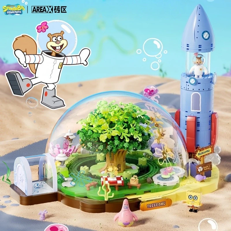 AREAX ของเล่นประกอบฉากถนนเม็ดเล็กๆ รูปทรงบ้านต้นไม้ทรงโดมของแซนดี้ จากเรื่องสพันจ์บ็อบ สแควร์แพนท์ส ของตกแต่งแบบจำลองสถาปัตยกรรม ของขวัญ