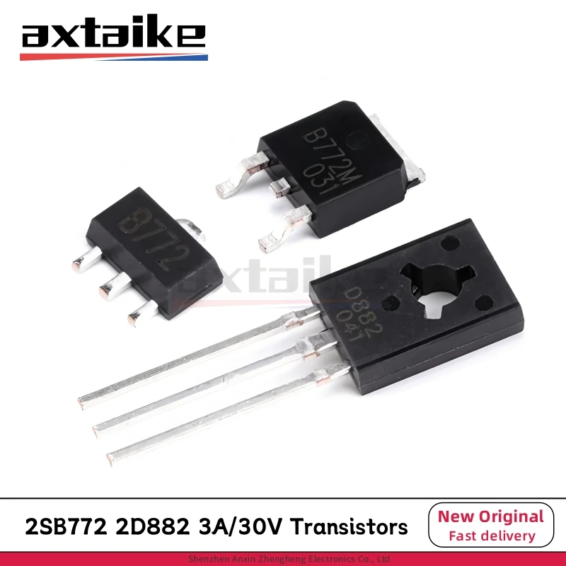 

20PCS 2SB772 2SD882 B772 D882 B772M D882M SOT-89 TO-252 DPAK TO-126 3A 30V NPN PNP SMD DIP Transistors