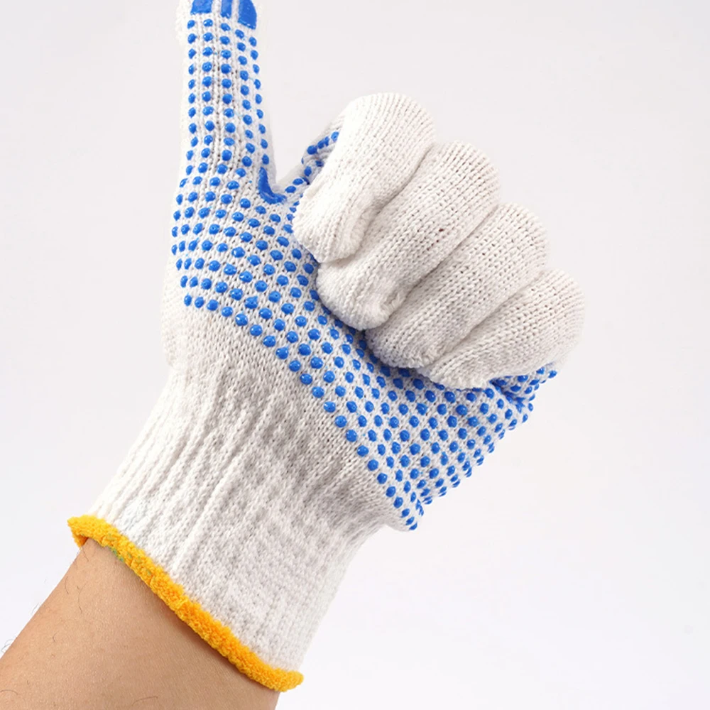 Non-slip Cotton Polyester String Knit Safety Protection Work Gloves, Painter Mechanic Industrial Gardening Warehouse With Dots