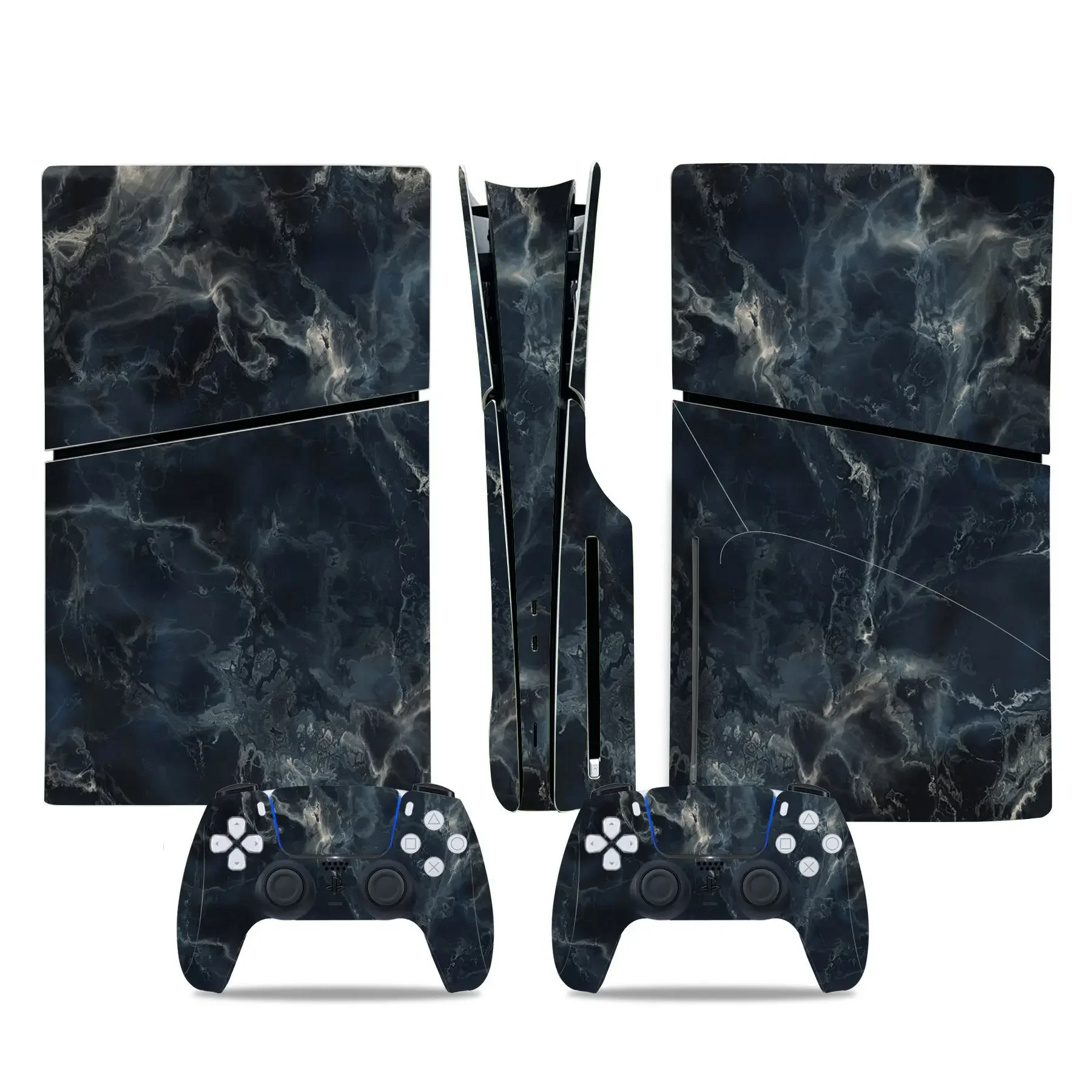 For PS5 Slim Marble Skin Sticker PVC Air-release for Console & Controller Easy to Apply & Remove Disc & Digital Edition