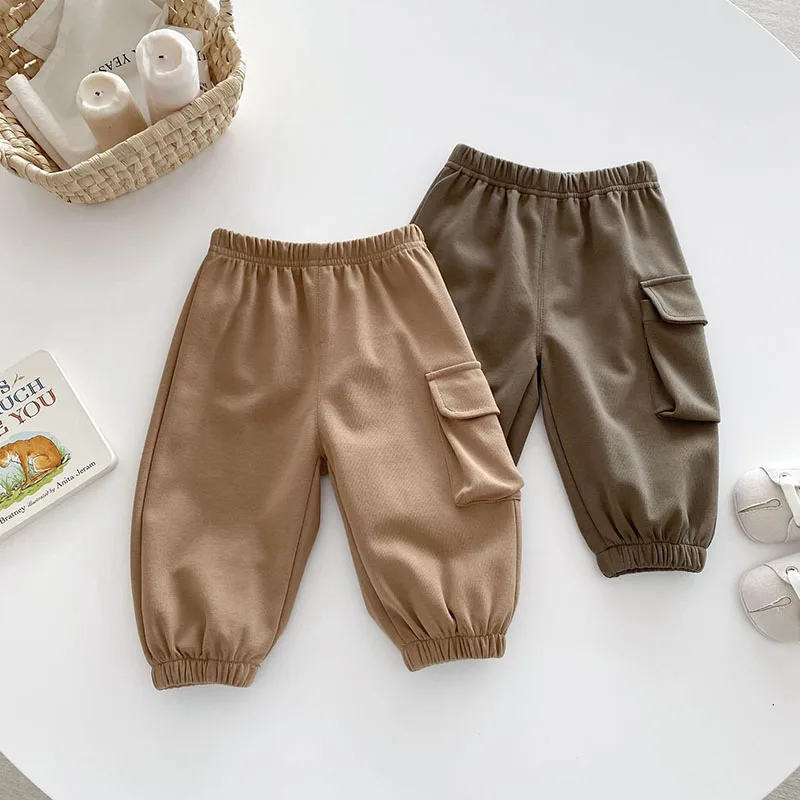 MILANCEL New Autumn Kids Trousers 0-5T Boys Solid Color Casual Harem Pants Children Baby Simplicity Cargo Pants