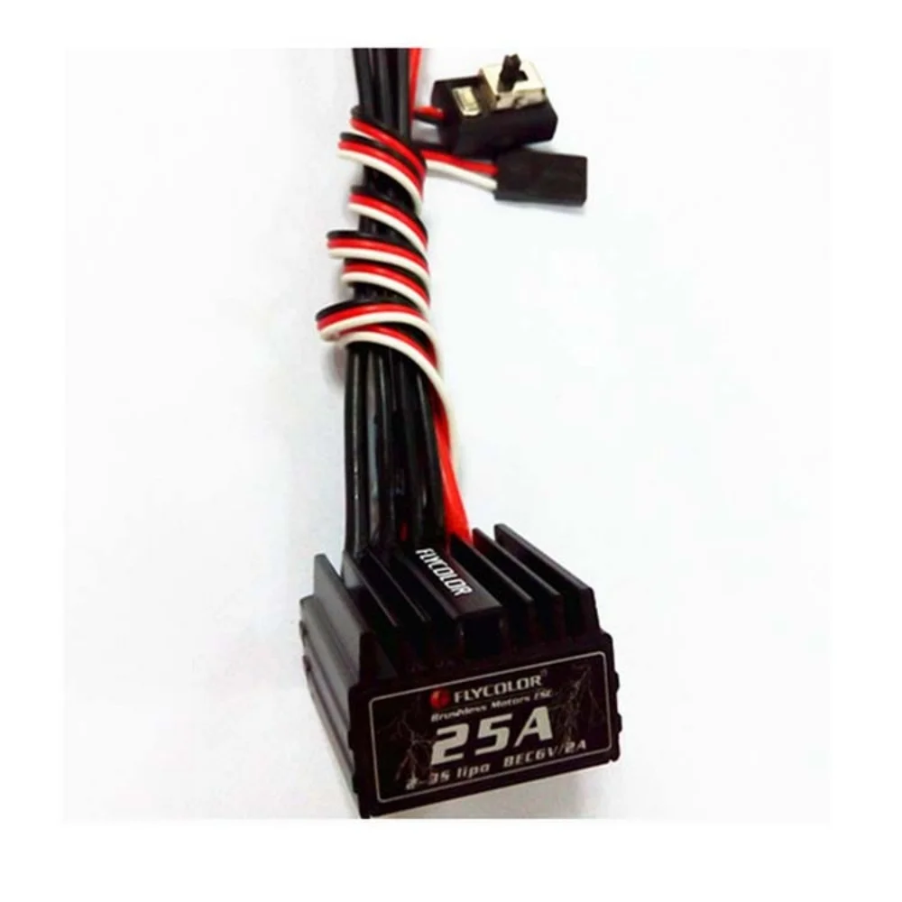 

FLYCOLOR 25A ESC FATJAY 2-4S Sensorless Brushless Electronic Speed Controller for RC 1/18 1/16 Car