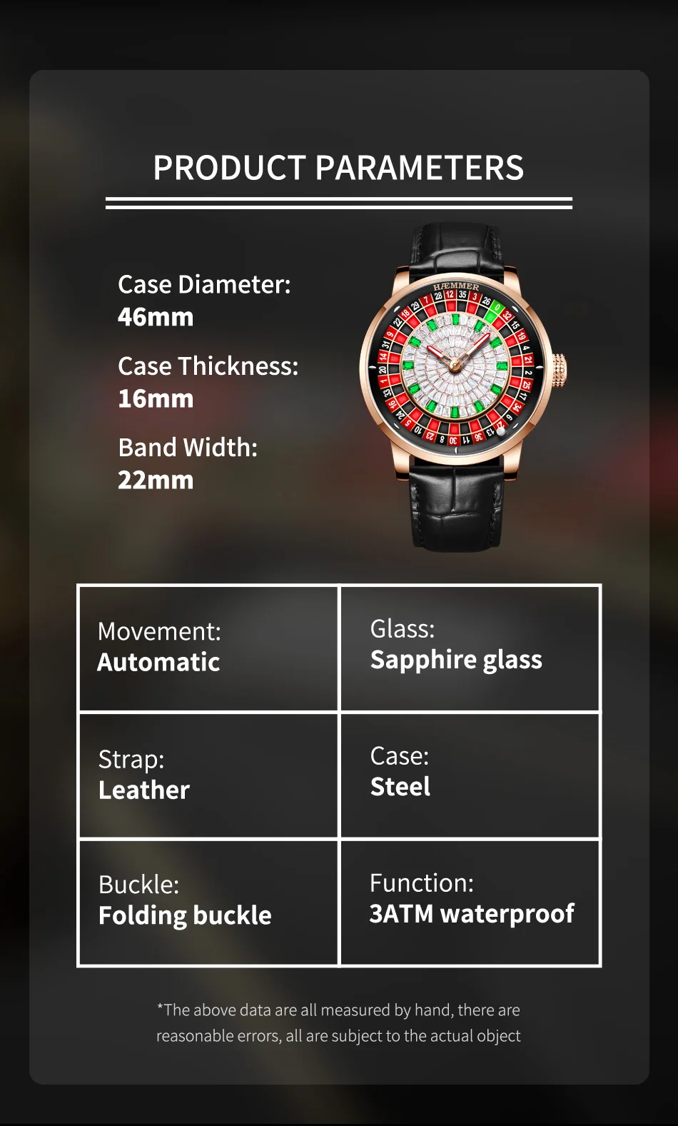 HAEMMER Design New Men\'s Watches Mechanical Wristwatch For Men Automatic Watch Men Japan NH35A Sapphire Glass Waterproof Clock