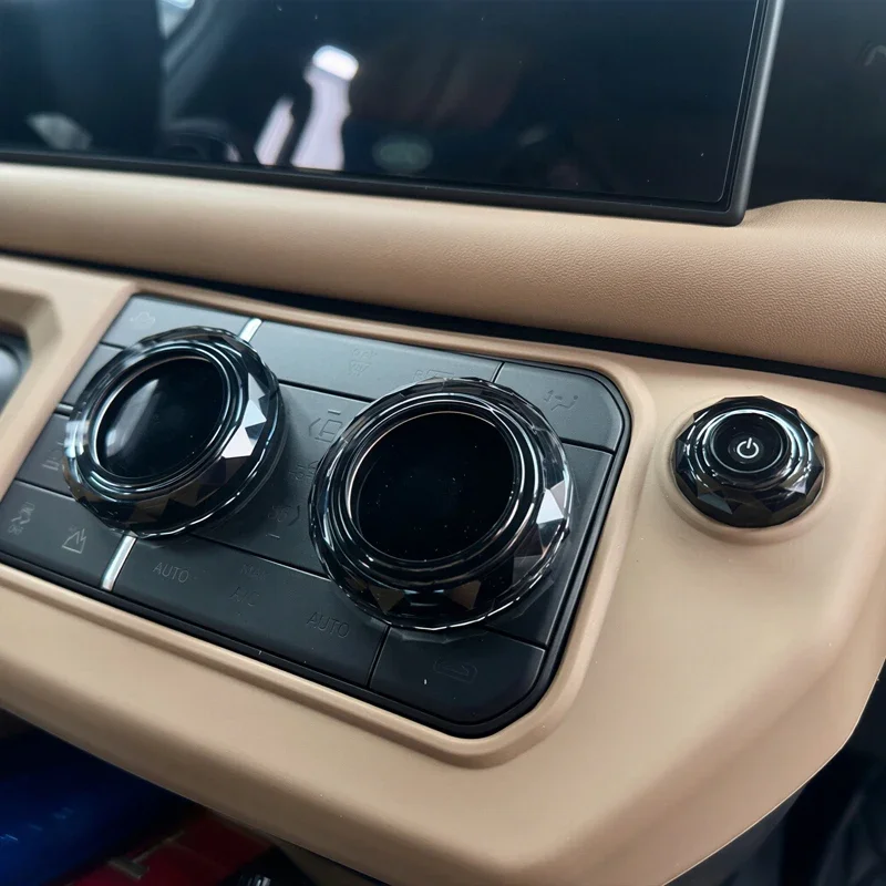 For Land Rover Defender 90 110 130 L663 2020 2021-2026 Crystal Glass AC Knob Cover Air Conditioning Volume Control Button Trim