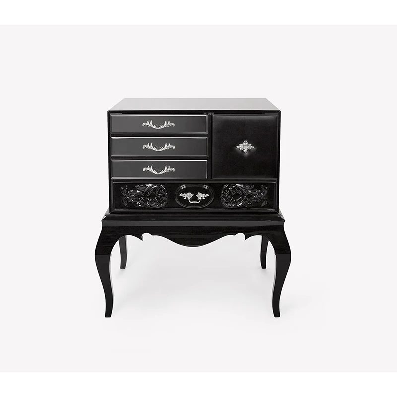 Modern minimalist luxury solid wood bedside table, bedroom home hotel bedside table