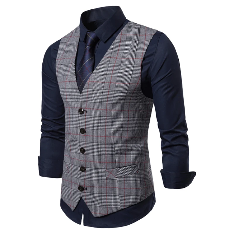 2022 Men's Suit Vest New Single Breasted Men's Casual V-neck Vest European Size Suit Vest