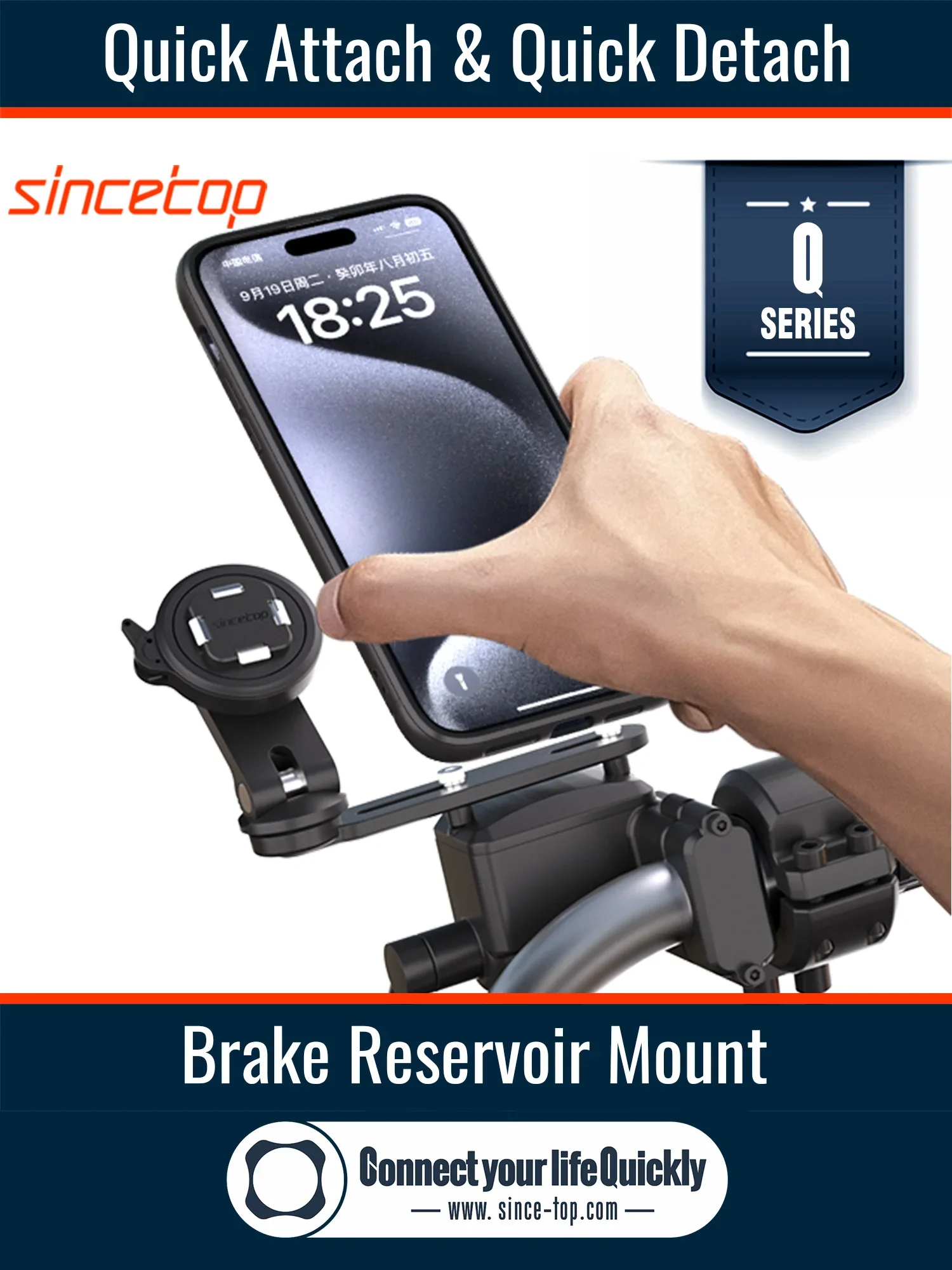 Motorcycle Handlebar Pump Aluminum Alloy Brake/Clutch Reservoir Cover Mount Motorbike Scooter Holder Base Clip for Cell Phone