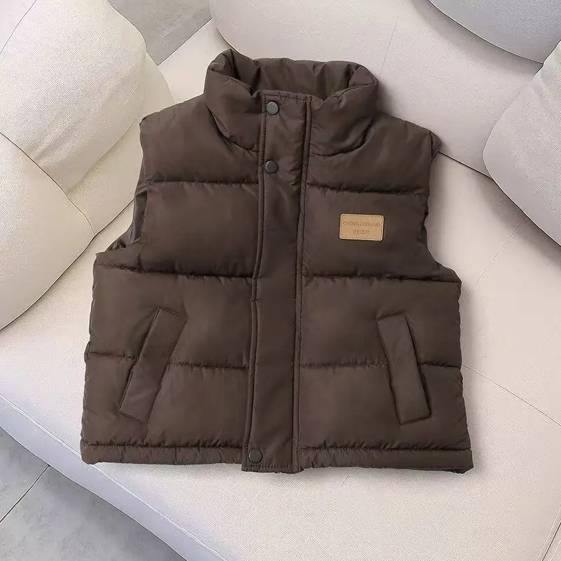 

Children's Down Cotton Vest 2026 New Autumn and Winter Boys and Girls Tank Top for Outer Wearing Teen Thick Coat 120-170CM