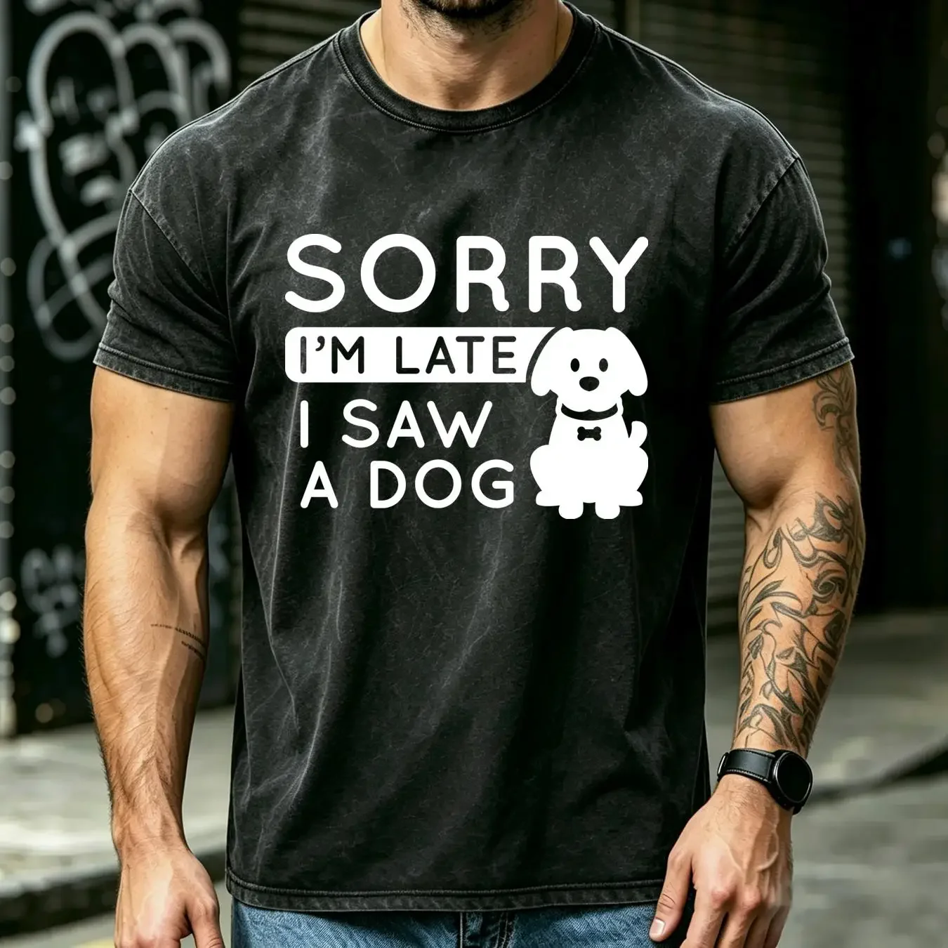 washed T Shirt Sorry I m Late Saw A Dog Large Capacity Backpack Print Backpacks vintage Washed fashion homme Stretched Casual