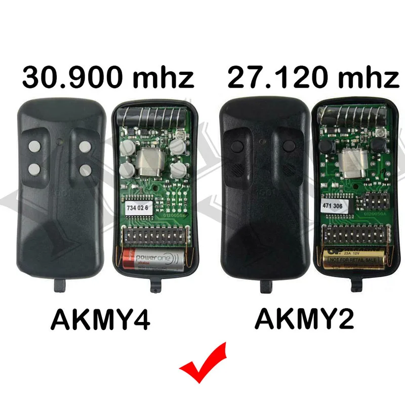 100% Clone ALLMATIC AKMY2 AKMY4 AKMY2r Garage Door Remote Control Gate Opener 26.995MHz 27.120MHz 30.875MHz 40.685MHz Fixed Code