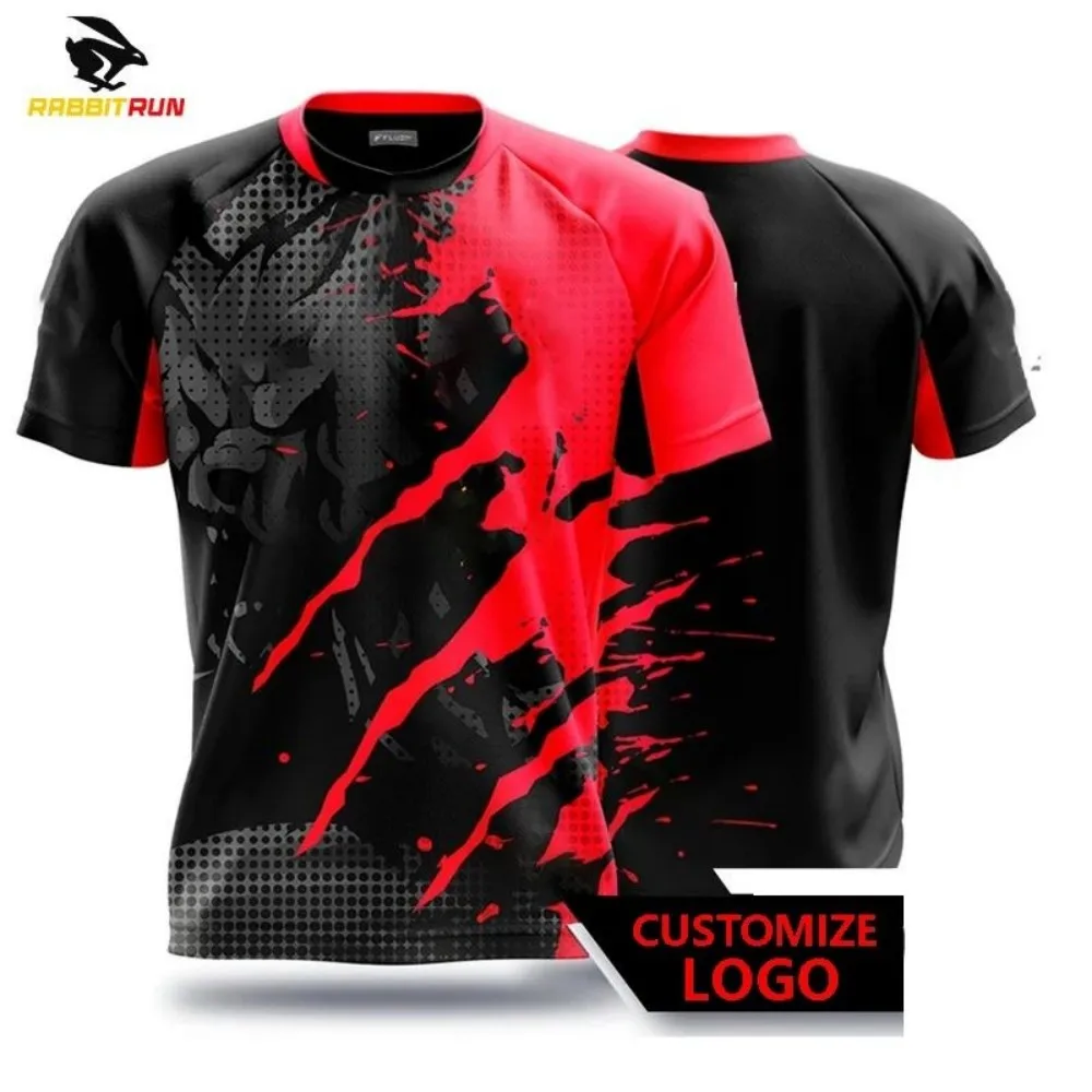New men's breathable and comfortable T-shirt with striped printed pattern outdoor casual sports top
