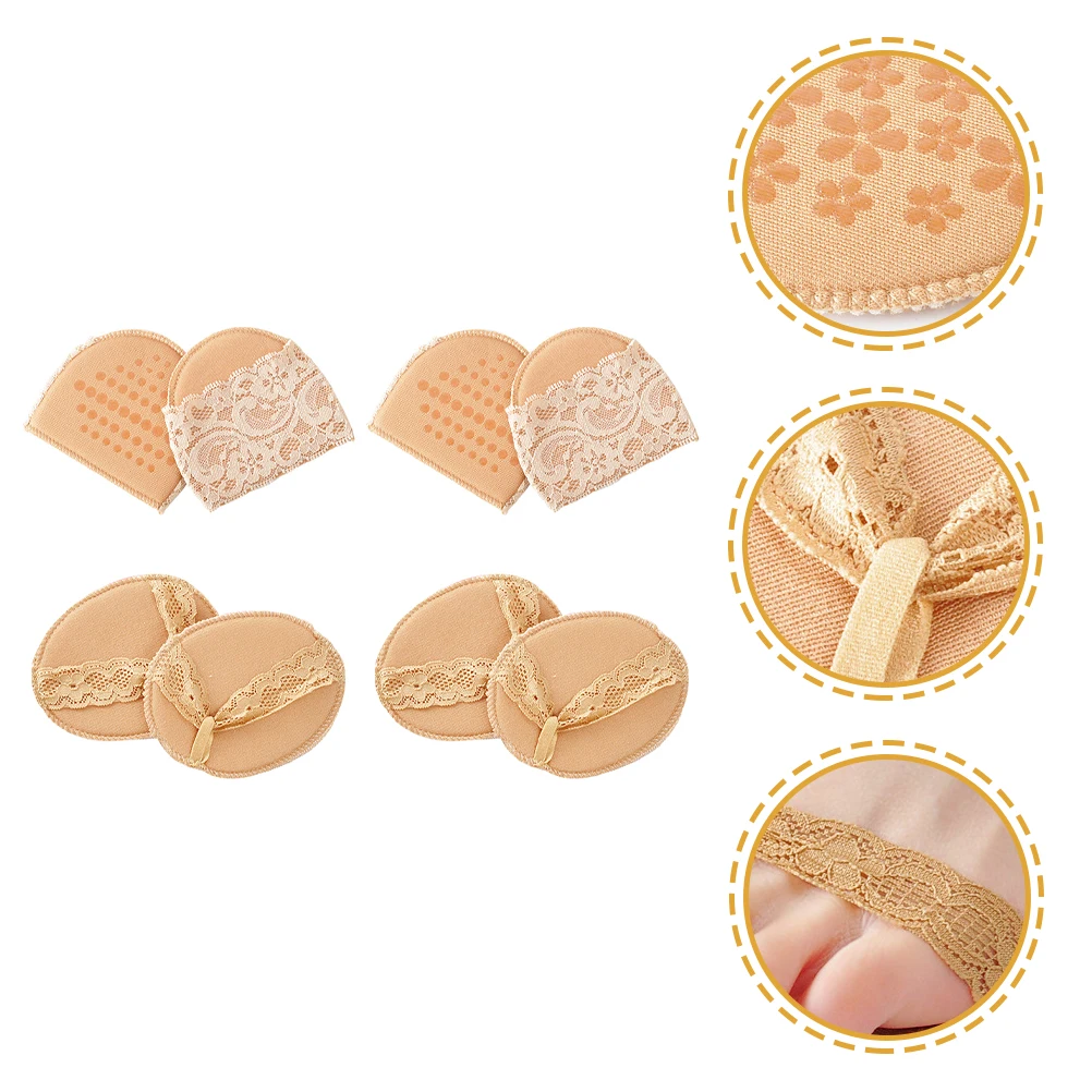 

4 Pairs Foot Pads Insoles Forefoot Shoe Socks Cushion Inserts Feet Comfort Silicone Sponge Half Premium Elastic Breathable Pain