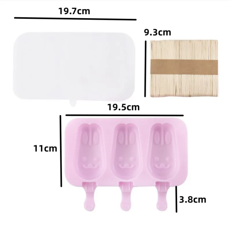 Silicone Ice Cream Mold Popsicle Siamese Molds with Lid DIY Homemade Ice Lolly Mold Cartoon Cute Image Handmade Kitchen Tools