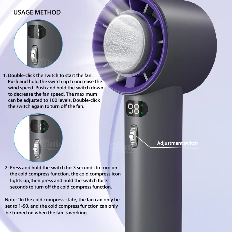 Mini ventilateur portable à semi-conducteurs, ventilateur réglable, déterminer le refroidissement, 3000 vitesses de vent, 100 mAh, indispensable