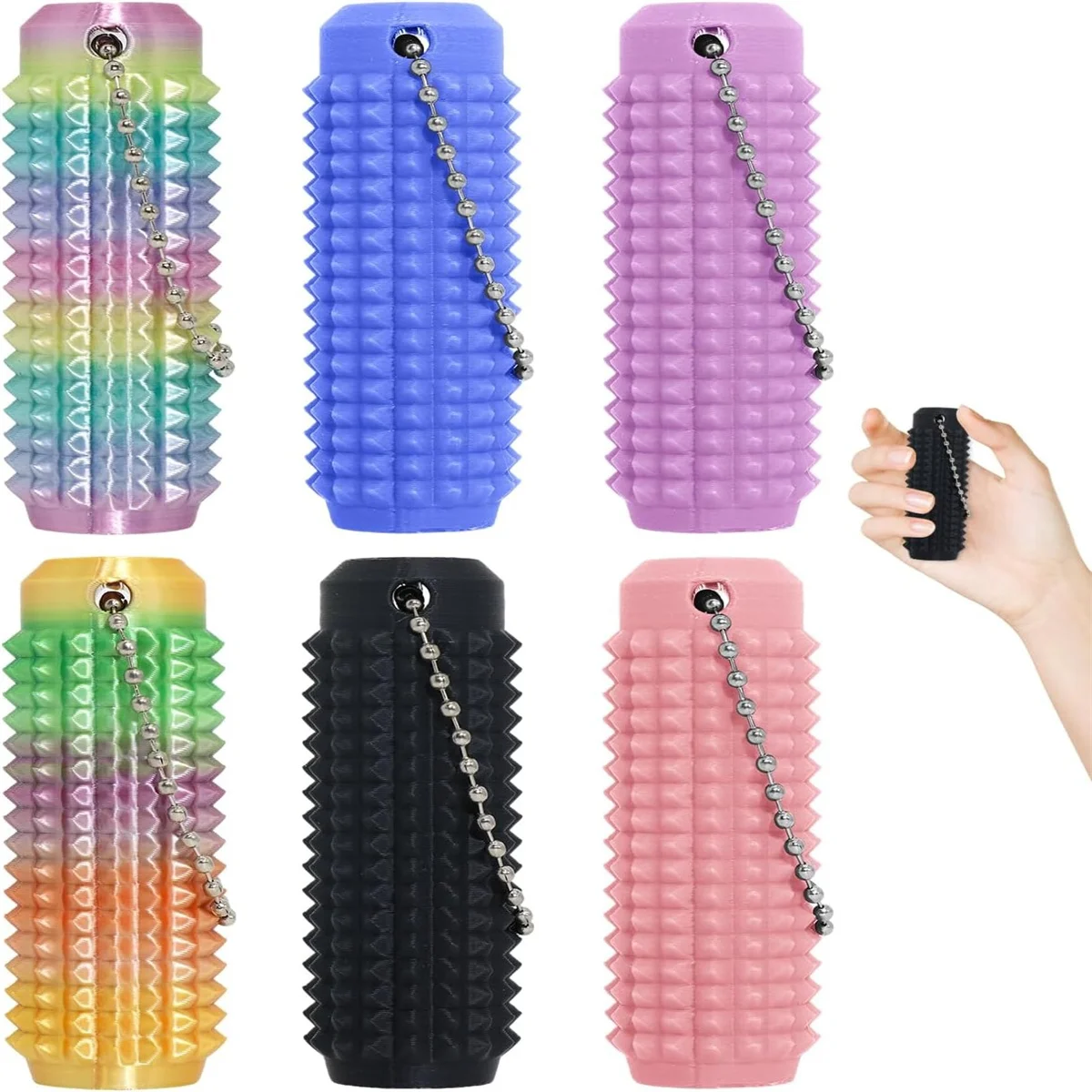 Image of Schmerzstimulierende Fidget-Spielzeuge: Stressreduzierender Roller für Erwachsene, Stacheliger Fidget-Schlüsselanhänger gegen Angstzustände, Sensorische Spielzeuge, Neuartige Geschenke für Freunde