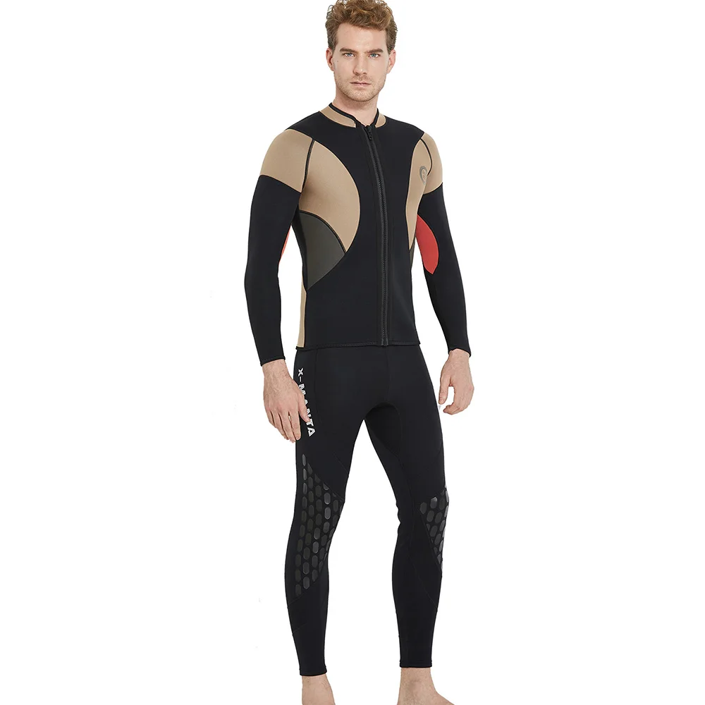 Dive&sail Men's wetsuit jackets 3mm neoprene Long Sleeved Jumpsuit Scuba Dive Wet Suit Top Winter Swim Warm Surf Upstream