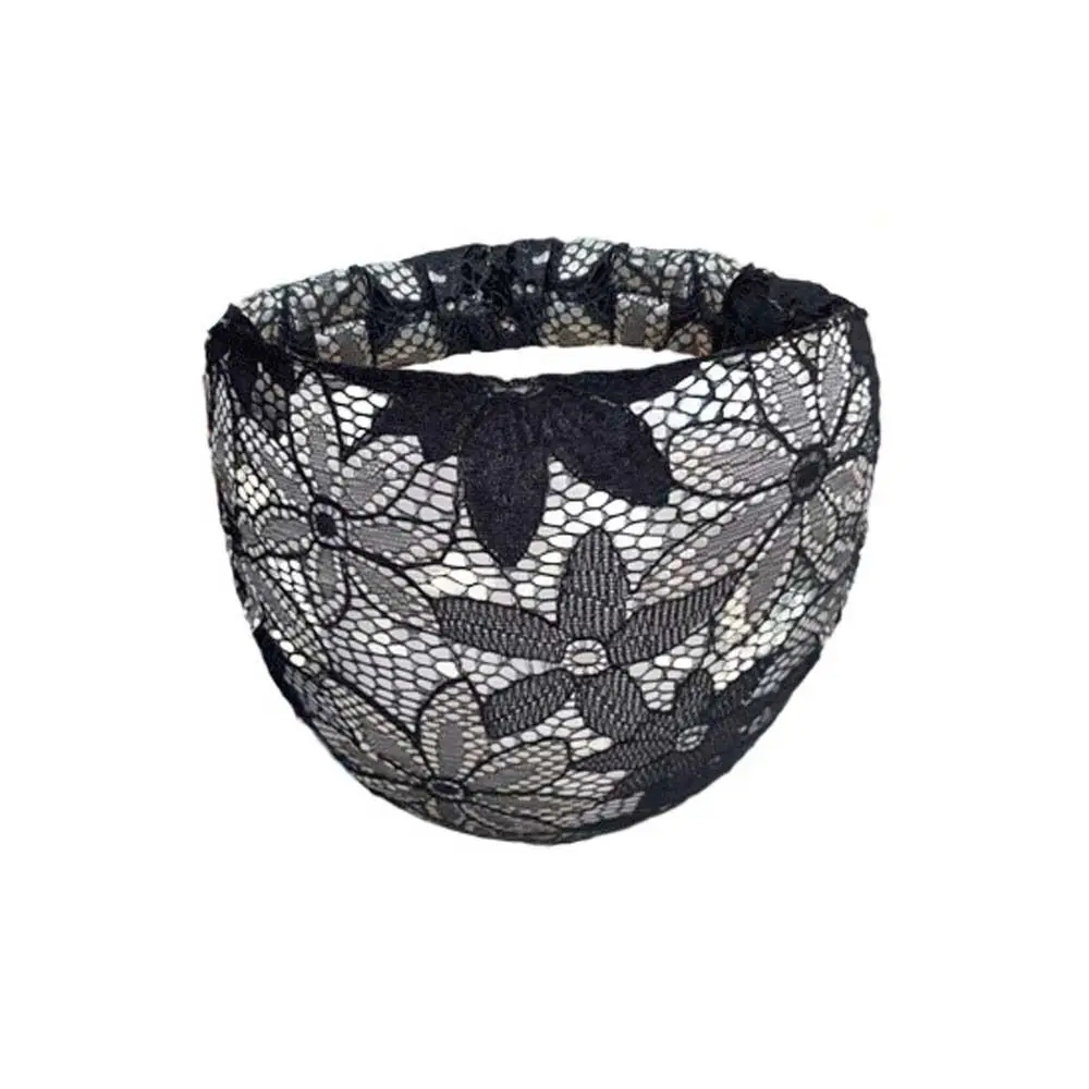 Personality Non Slip Mesh Flower Headband Hollow Lightweight Lace Hairbands Korean Style Headdress Wide Side Head Wrap Daily