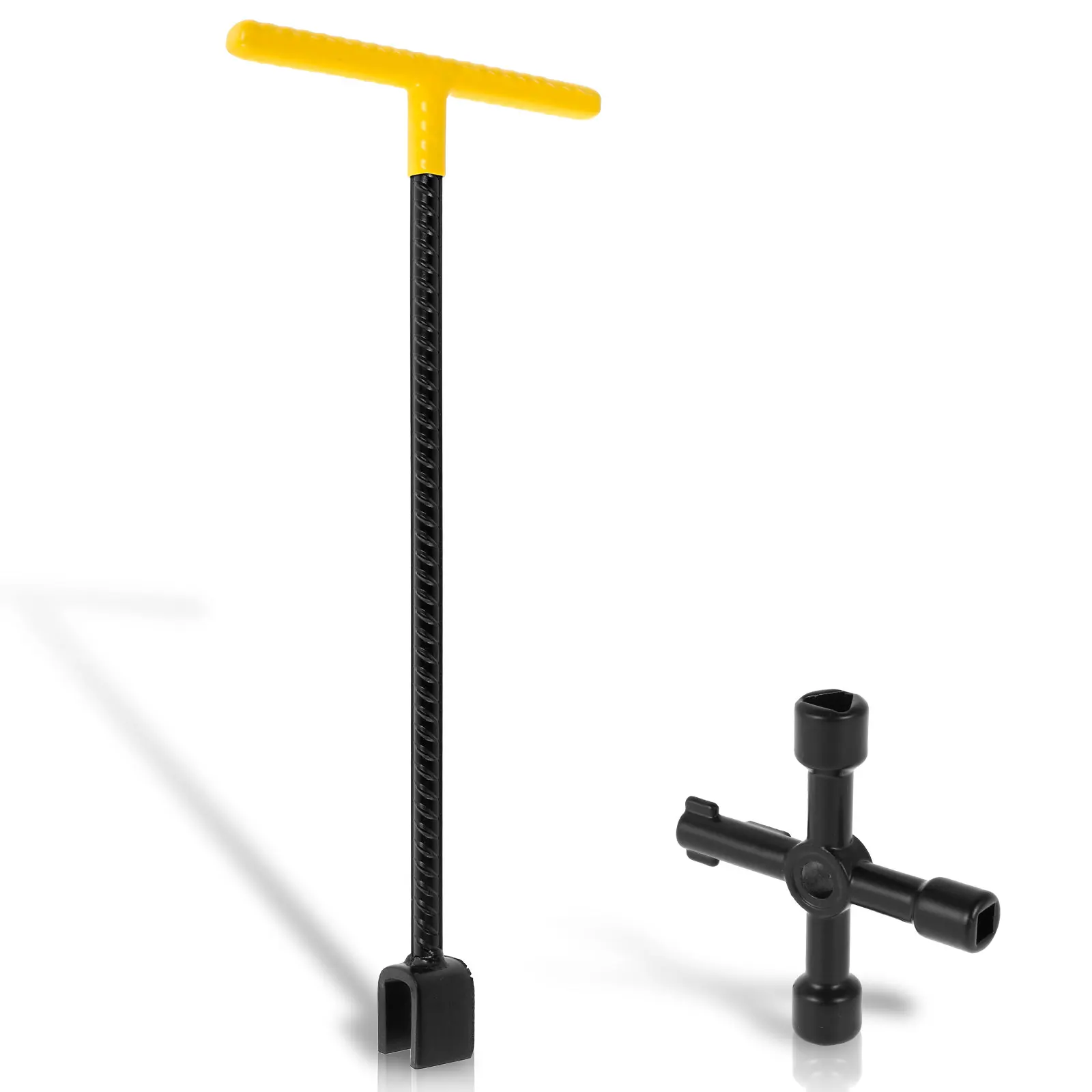 2Pcs Water Meter Key Carbon Steel Water Shut Off Tool 16inch/17inch T-Handle Water Meter Wrench Water Meter Key Heavy Duty Water