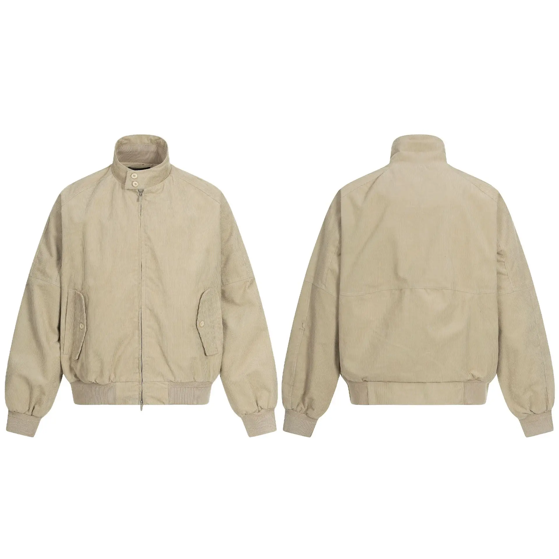 

American Retro Harington Workwear Jaet Loose Fit Stand Collar Commute ort Wide Outerwear for Men Cotton Long Sve