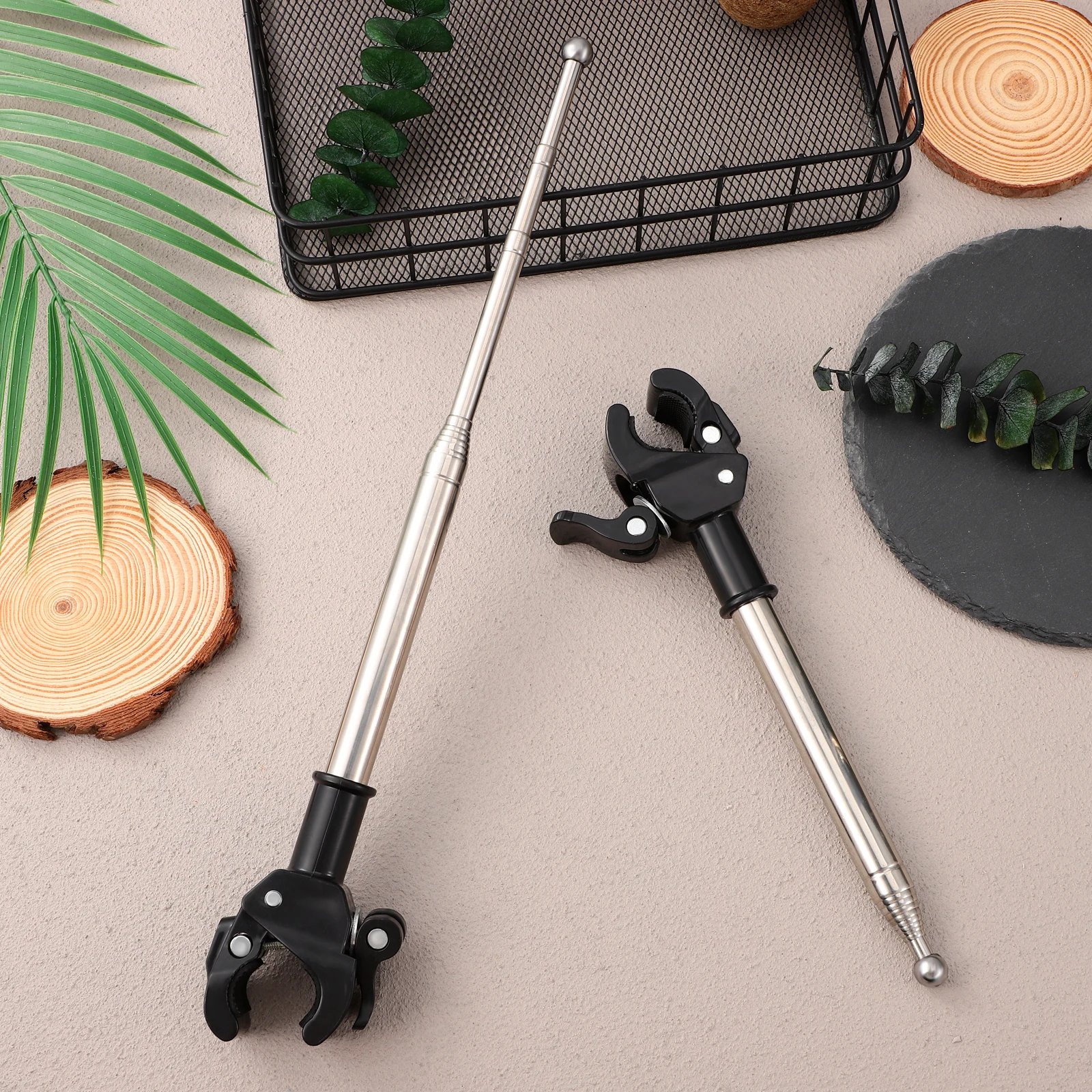 

2pcs Stainless Steel Flagpole: Telescopic Bike Handlebar Flag Holder For Motorcycle Retractable Mount Compatible With Cycling