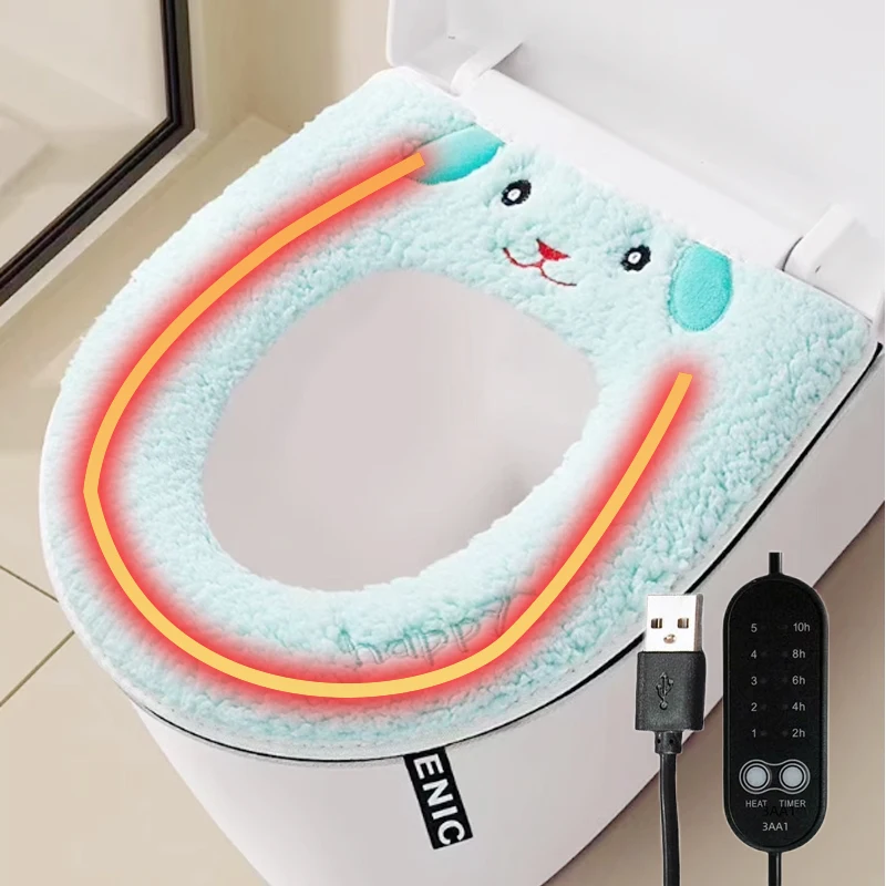 

Winter USB Heated Toilet Seat Cover Quick Heating Constant Temperature Cushion for Household Washable Toilet Seat Cover