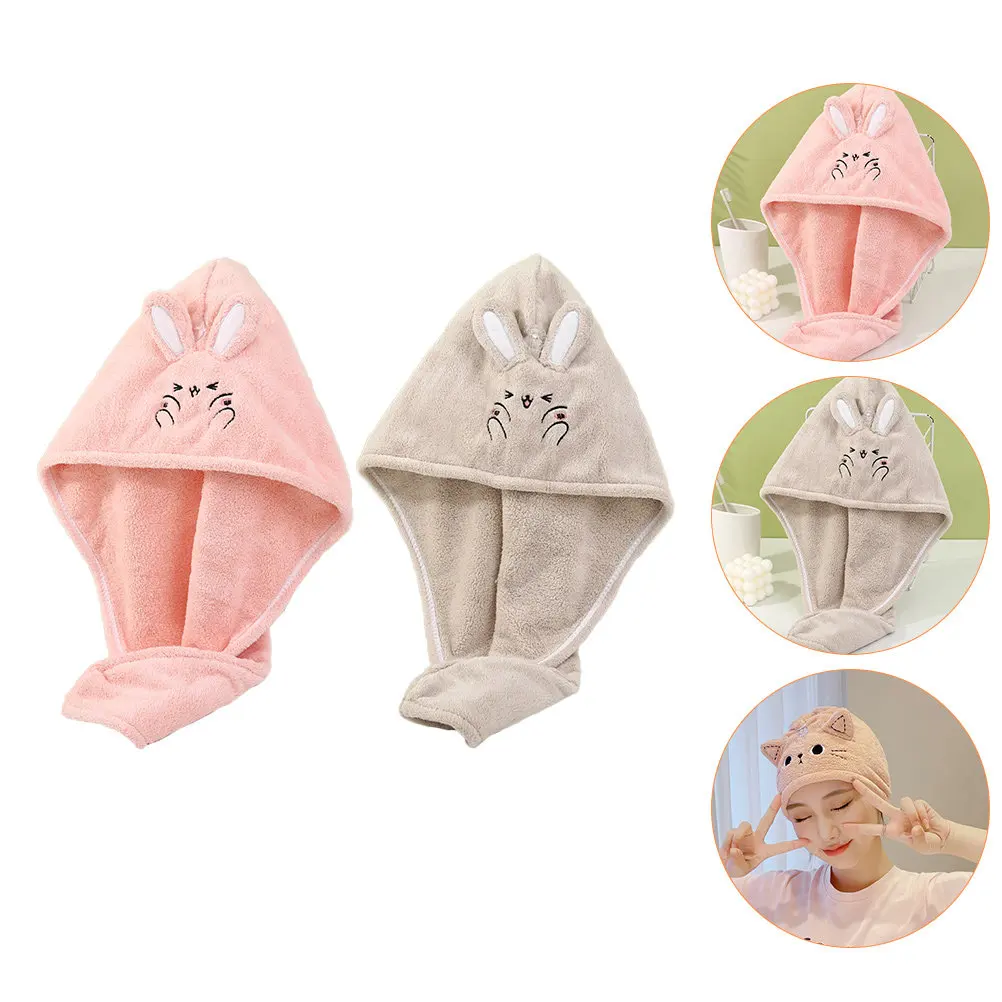 

2Pcs Dry Hair Cap Fast Absorbent Hair Towel Wrap Super Soft Lightweight Quick Drying Turban for Women Kids Bath Spa Gym Use