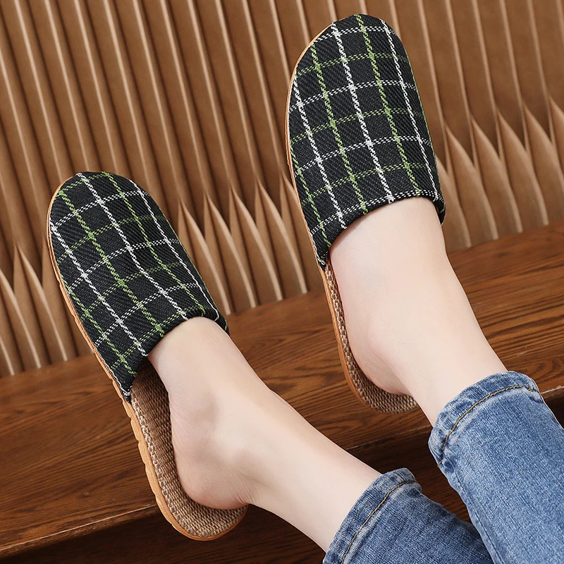 Home Anti-Slip Massage Soft Bottom Lazy Shoes Men Women Home Slippers Headed Simple Absorbent Linen Slippers Indoor - view 5